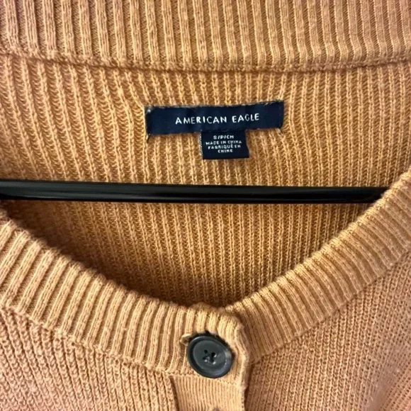 American Eagle Outfitters Camel Button-Up Sweater - Picture 2 of 4